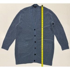J. Crew Womens Blue Fuzzy Oversized Longline Cardigan Sweater Size M V-Neck